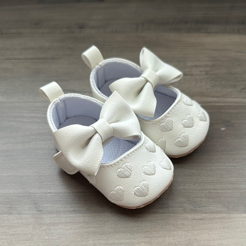 Cream Baby Walker Shoes with Bow